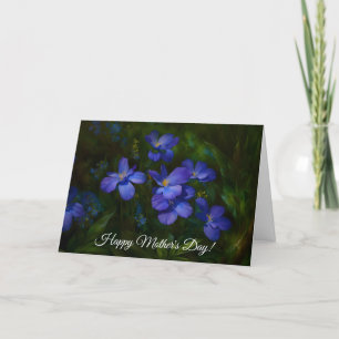 De Remerciements Fleur Bleue Jardin Floral Art Carte Fête des Mères