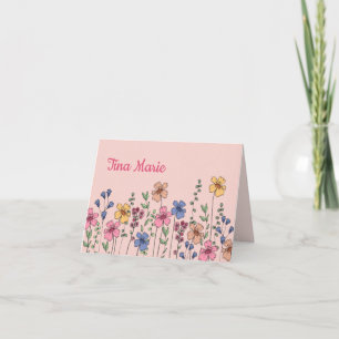 De Remerciements Fleurs dessinées à la main Carte pour notes person
