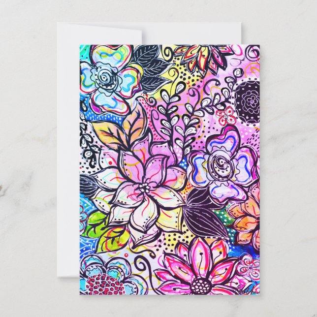 De Remerciements Fleurs Whimsical Carte pour notes violet (Devant)