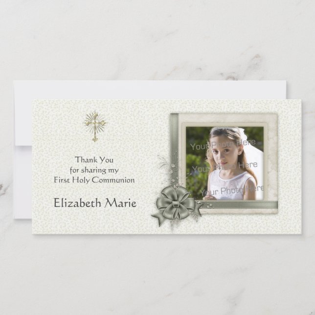 De Remerciements Flore verte, Cadre orné, Carte photo religieux (Devant)