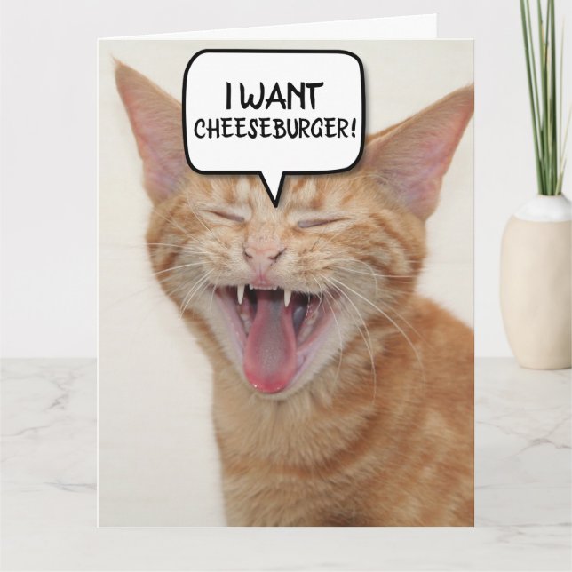 DE REMERCIEMENTS FUNNY GINGER CHAT CARTE D'ANNIVERSAIRE JE VEUX-CHE (Devant)