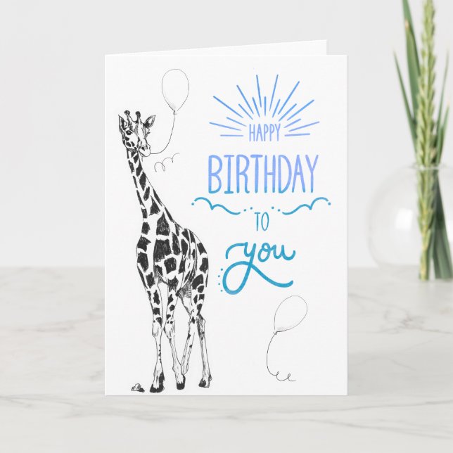 De Remerciements Giraffe Bonne Carte d'Anniversaire (Devant)
