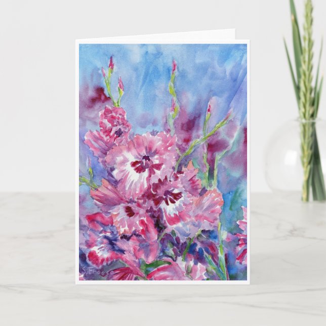 De Remerciements "Gladioli rose" Carte pour notes blanc (Devant)