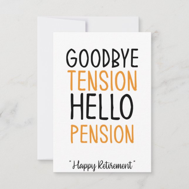 De Remerciements Goodbye tension bonjour pension Fun Cadeaux Carte (Devant)