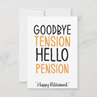 Goodbye tension bonjour pension Fun Cadeaux Carte