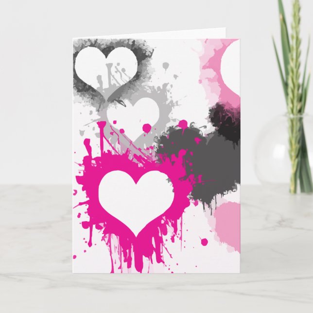 De Remerciements Graffiti Paint Splash Heart Carte Saint-Valentin (Devant)