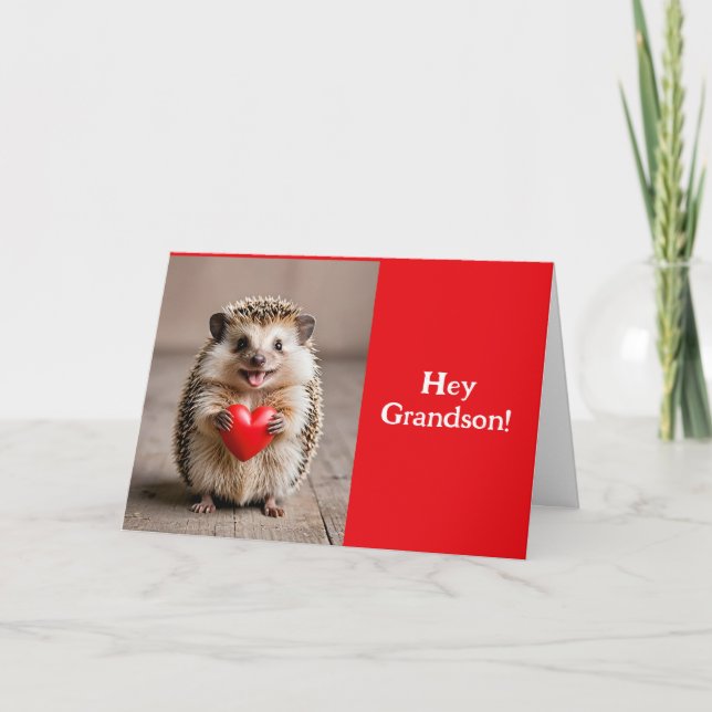 DE REMERCIEMENTS GRANDSON HEDGEHOG VALENTINE CARTE (Devant)