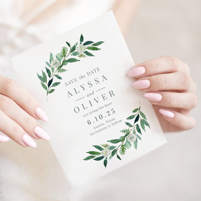 De Remerciements Green No Photo Enregistrer La Carte Date (Créateur téléchargé)