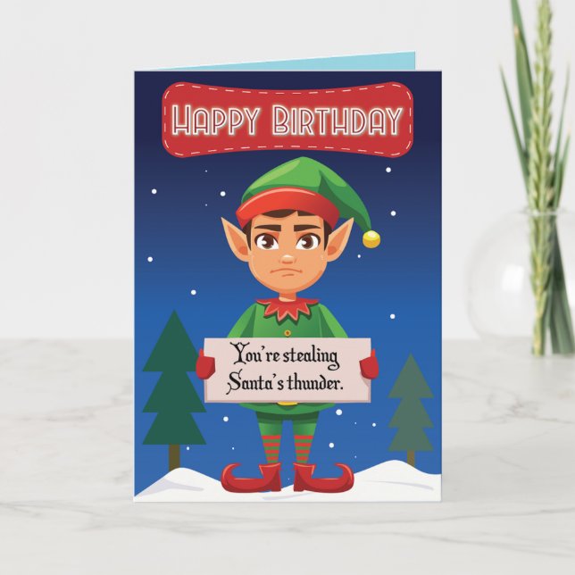 De Remerciements Grumpy Elf Christmas Carte d'anniversaire (Devant)