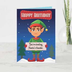 De Remerciements Grumpy Elf Christmas Carte d'anniversaire