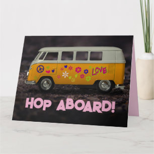DE REMERCIEMENTS HIPPIE BUS VAN FUNNY ACCUEILLANT CARTE D'ANNIVERSA