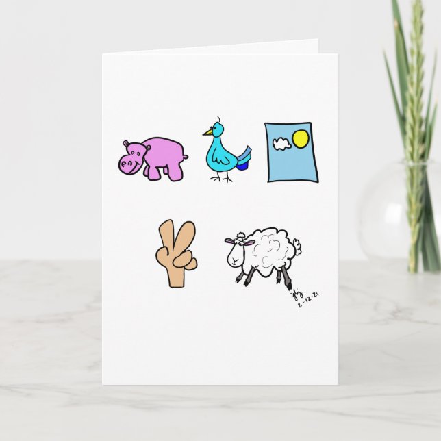 De Remerciements Hippo Bird Day Two Ewe carte d'anniversaire (Devant)