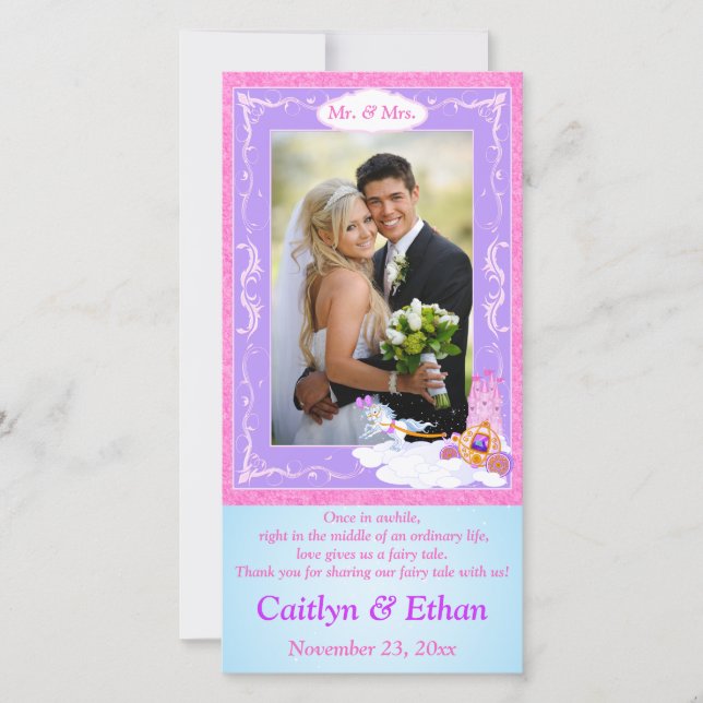 De Remerciements Imaginaire rose, violet  Fairy Tale Mariage Carte  (Devant)