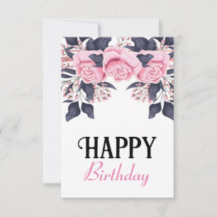 De Remerciements Jolie carte d'anniversaire rose féminine