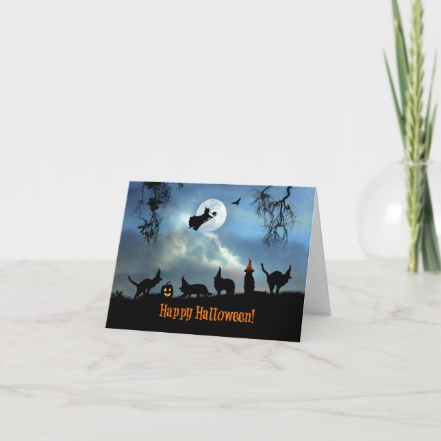 De Remerciements Jolie carte d'Halloween Chat Noir (Devant)