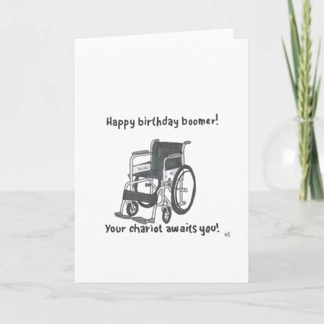 De Remerciements Joyeux Anniversaire Chariot Boomer Carte en fauteu (Devant)