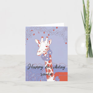 De Remerciements Joyeux anniversaire girafe moderne carte pliable
