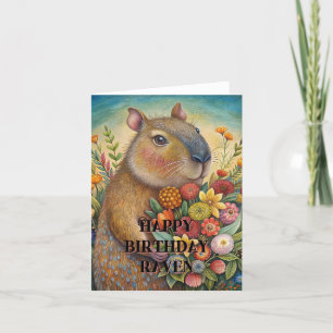 De Remerciements Joyeux anniversaire mignon capybara foldet carte