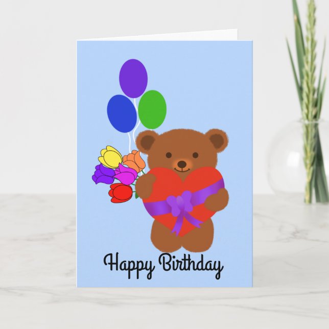 De Remerciements Joyeux Anniversaire mignonne Ours En Teddy Carte # (Devant)