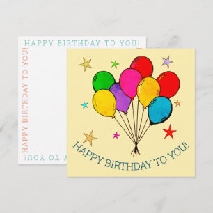 De Remerciements Joyeux Balloons d'anniversaire et étoiles Carte d'