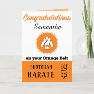 De Remerciements Karate Orange Belt Promotion Félicitations Carte