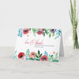 De Remerciements Les fleurs peintes à la main ont plié le carte