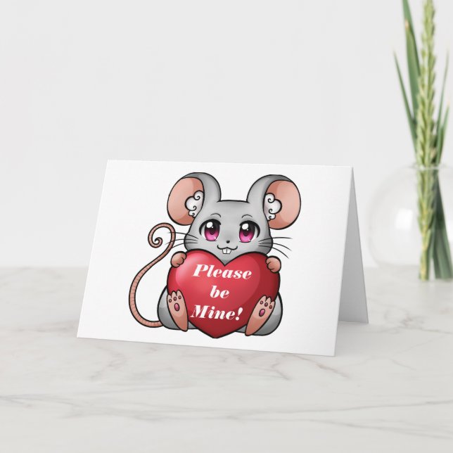 DE REMERCIEMENTS LIL MOUSE GRANDEND VALENTINE CARTE (Devant)