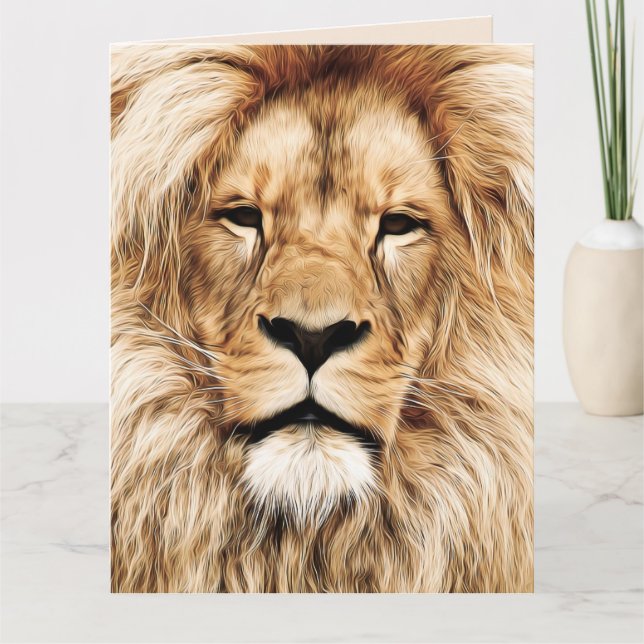 DE REMERCIEMENTS LION BIG CHAT CARTE D'ANNIVERSAIRE (Devant)