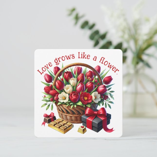 De Remerciements Love Grows - Carte Saint Valentin (Debout devant)