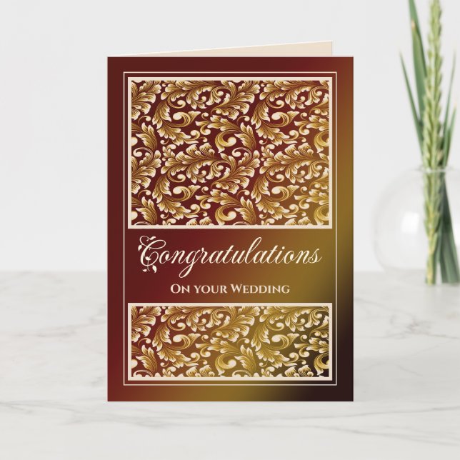 De Remerciements Mariage juif Félicitations Damask Carte Brown (Devant)