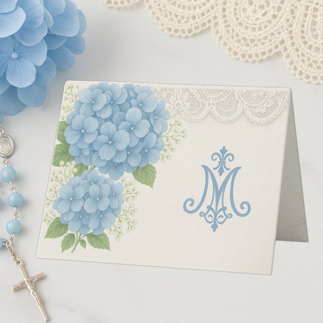 De Remerciements Marian Blue Hydrangea et Carte pour notes catholiq (Créateur téléchargé)