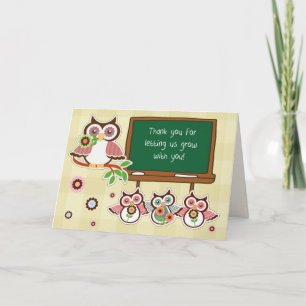 De Remerciements Merci, professeur. Carte Cute Owls