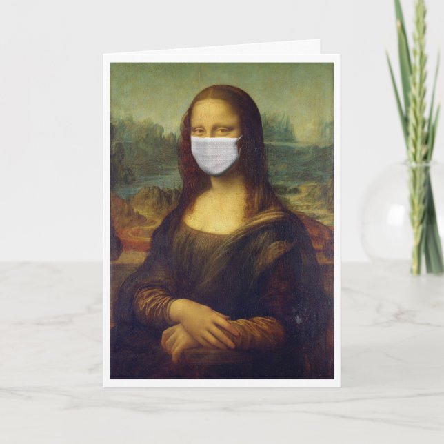 De Remerciements Mona Lisa Masque Distance sociale Bonne carte d'an (Devant)