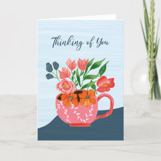De Remerciements Mug rose avec fleurs penser à votre carte