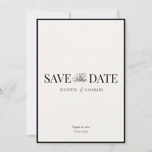 De Remerciements Old Money Noir & Blanc Économisez la date Carte