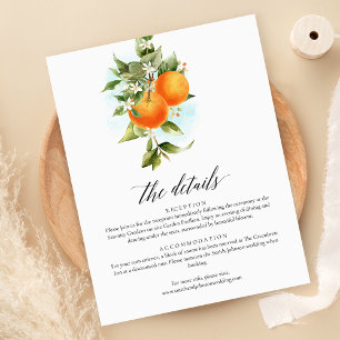 De Remerciements Oranges Citrus Calligraphie Mariage Détails Carte