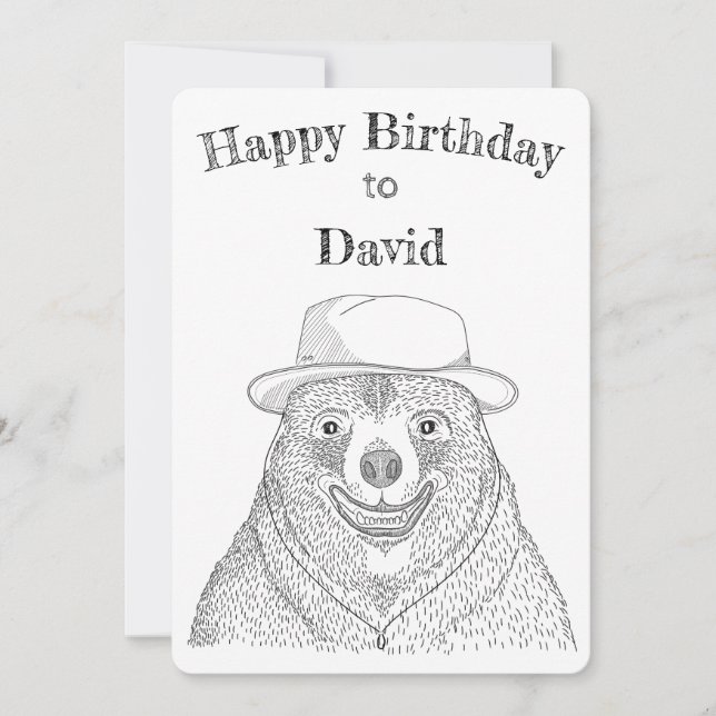 De Remerciements Ours souriant / Carte d'anniversaire personnalisée (Devant)