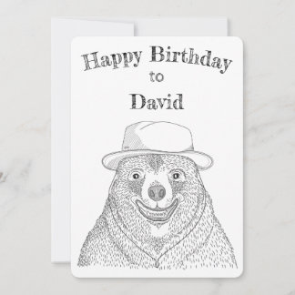 De Remerciements Ours souriant / Carte d'anniversaire personnalisée