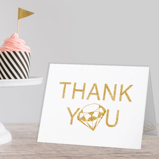 De Remerciements Parties scintillant d'or Jeu d'anniversaire Carte  (glam glitter gold gem thank you card)