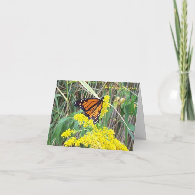 De Remerciements Penser à votre carte - fleurs avec papillon (Devant)