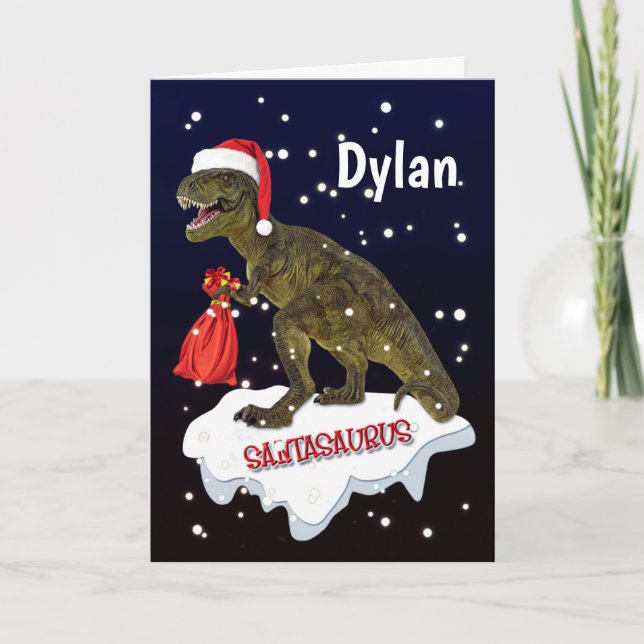 De Remerciements Père Noël-saurus Dinosaur Personnaliser la carte d (Devant)