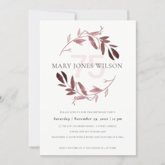 DE REMERCIEMENTS PINK BLUSH FOLIAGE WREATH TOUT ÂGE 75 CARTE D'ANNI