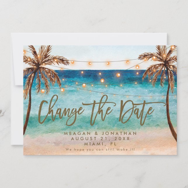 De Remerciements plage palmiers tropicaux changer la carte date (Devant)