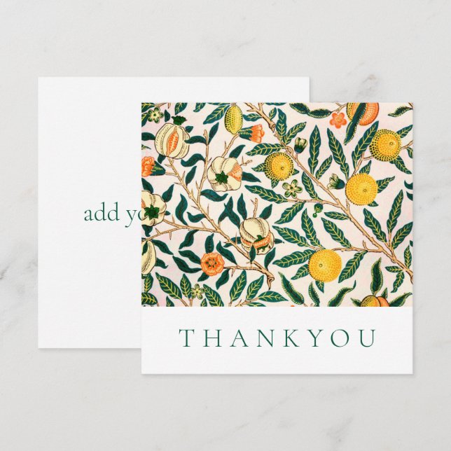 DE REMERCIEMENTS PLAT THANKYOU CARTE : WILLIAM MORRIS : POMEGRANATE (Devant / Derrière)