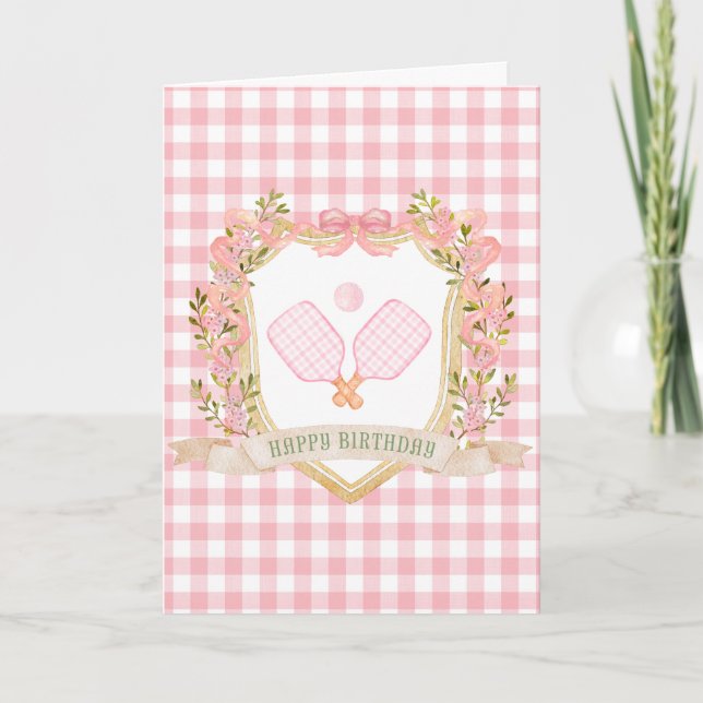 De Remerciements Preppy Pink Pickleball Bonne carte d'anniversaire (Devant)