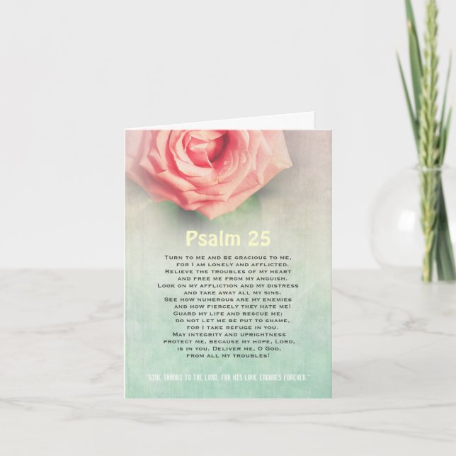 De Remerciements Prière, psaume 25 carte chrétienne personnalisée (Devant)