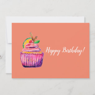 De Remerciements Purple Cupcake Deluxe Carte d'anniversaire
