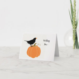 DE REMERCIEMENTS RAVEN SUR LA CARTE CITROUILLE HALLOWEEN/AUTOMNE