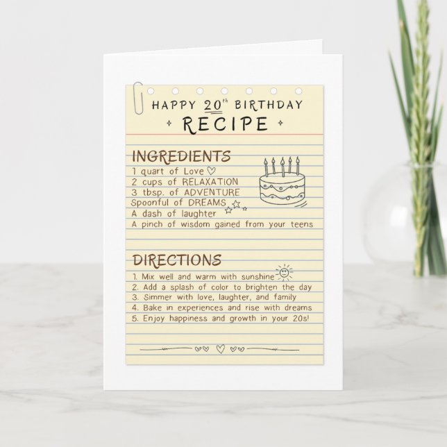 De Remerciements Recette pour la joie : Une carte d'anniversaire 20 (Devant)