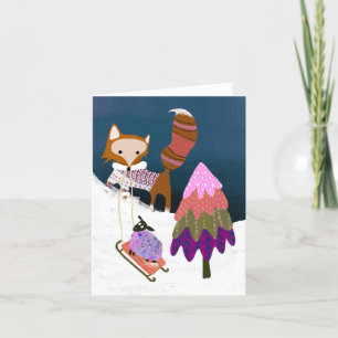 De Remerciements Renard d'hiver et les amis des moutons BLANK Carte